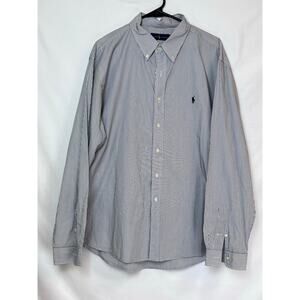 Ralph Lauren Men's 2XL White/Black Striped Button Down Preppy Shirt